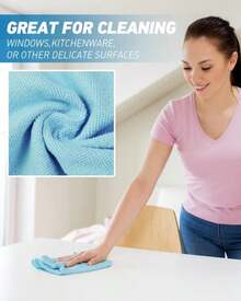 WEAWE White Microfiber Cleaning Cloth 13"X13", Ultra Soft Absorbent Microfiber Cleaning Rags For Housekeeping Cleaning Supplies, Lint Free Reusable Cleaning Cloths For House Washable, Pack Of 12 - MàuB - Xem 4
