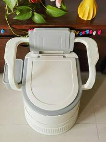 1个重型床边便椅，带防滑底座、扶手和加高座椅圈 - 采用重型塑料结构，双层防臭密封，轻巧紧凑设计，坚固的支腿，适合术后使用 - 彩色 - 查看 1