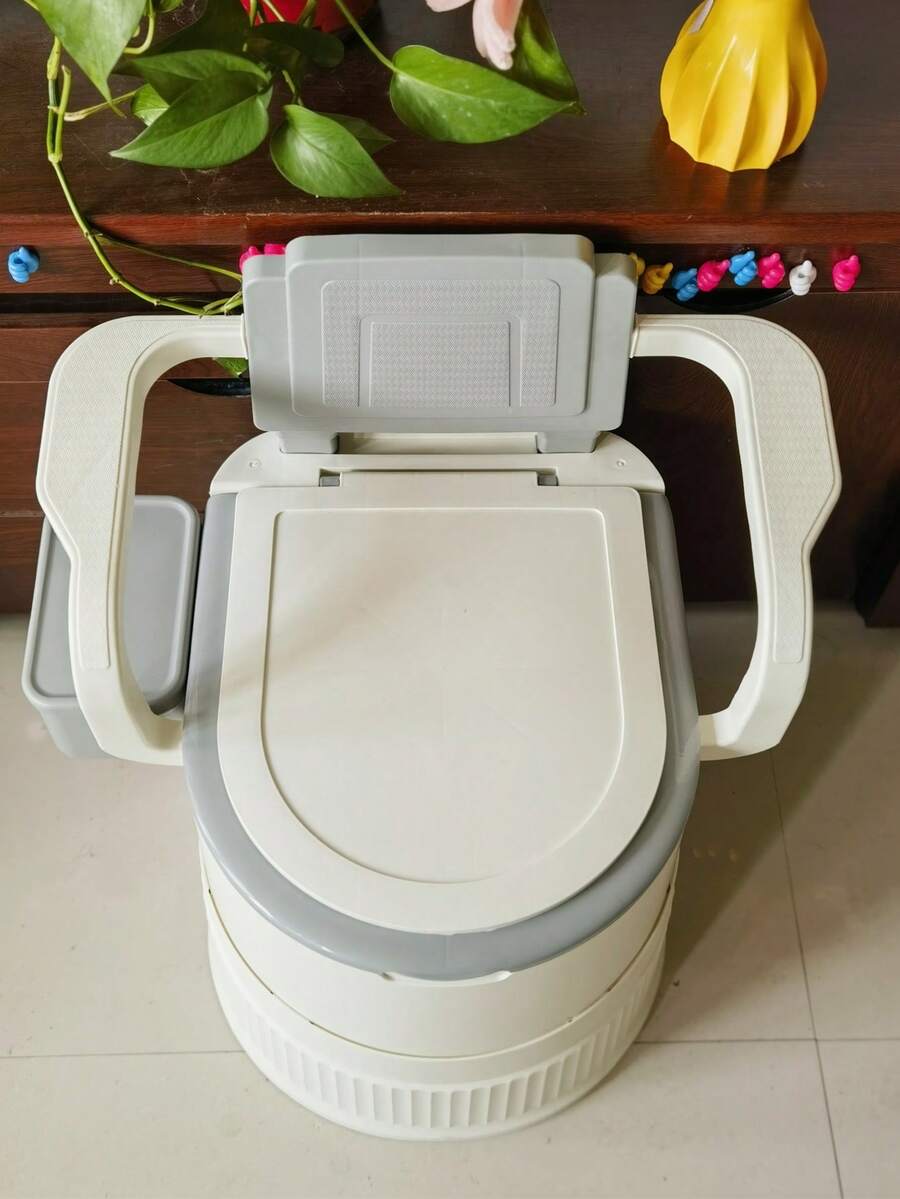 1个重型床边便椅，带防滑底座、扶手和加高座椅圈 - 采用重型塑料结构，双层防臭密封，轻巧紧凑设计，坚固的支腿，适合术后使用 - 彩色 - 查看 1