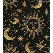 Black Peel And Stick Removable Vintage Wallpaper Gold Celestial Sun Moon Star Contact Paper 17.5\ X 393\ Dark Boho Mural Waterproof For Wall Bedroom Kitchen Bathroom Cabinet Room Decor - Trăng Vàng - Xem 1