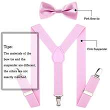 Tirantes Ajustables Con Moño Niño Varios Colores Infantiles,Clip para tirantes para niños y niñas,Conjunto de pajarita y tirantes - Rosa - Ver 5