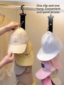 1个不锈钢壁挂式帽子架，带8个夹子 - 最多可容纳16顶棒球帽，夏季帽子收纳整理架，多功能非电动帽子架，适用于家庭、衣柜 - 彩色 - 查看 5