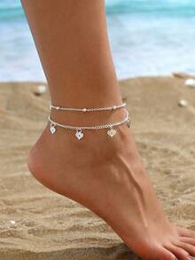 1 pieza Tobillera con borlas con estrellas y luna de moda, adecuada para uso diario (posición y cantidad del colgante al azar) - Amarillo Oro - Ver 8