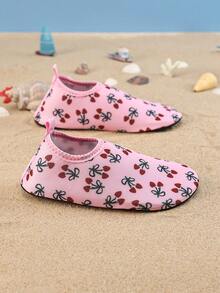 1 Pair Girls' Cherry Casual Comfortable Fashionable Outdoor Beach Swimming Wading Water Shoes, Suitable For Summer - Pink - View 1