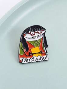 1 pieza "¡Tan divino!" Broche de esmalte con diseño de dibujo animado divertido, accesorio de insignia de personaje divertido, regalo de joyería para amigos - Multicolor - Ver 7