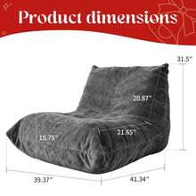 SANAE Armless Bean Bag Chair, Lazy Floor Sofa Couch For Adults And Kids, Fireside Chair With Ergonomic Design, Memory Foam Lounge Chair For Living Room Bedroom, Office, - Light Grey - View 7