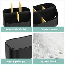 Countertop Toothbrush Holders For Bathrooms Plastic Toothpaste And Electric Tooth Brush Holder Storage Caddy Stand For Shower 5 Slots Cute Bathroom Counter Organizer For Vanity White - 黑色 - 查看 4