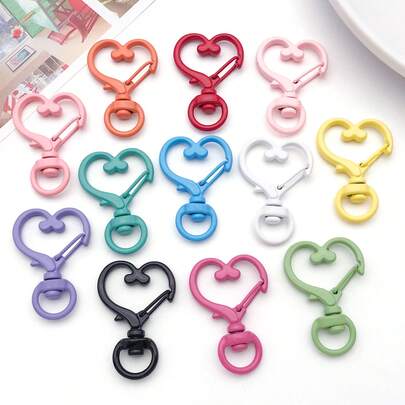 5个心形旋转弹簧钩，金属弹簧扣钥匙扣彩色心形夹钥匙链钩龙虾扣开口钥匙圈，适用于钥匙链、挂绳、吊坠、珠宝、DIY工艺品