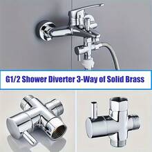 1pc Shower Diverter Valve - Metal Valve, Faucet Turning Valve, Suitable For Kitchen And Bathroom Sink, Bathroom Faucet Parts, G1/2 Shower Diverter Chrome Plated, Chrome Plated Shower Arm Switch Valve G1/2 Thread - Universal Bathroom Replacement - Silver - View 8