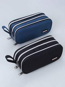 Personalized Custom 2026 New Large Capacity Pen Bag Three-Layer Zipper Student Stationery Bag High-Value Simple Multi-Functional Pencil Bag Back To School - Multicolor - View 3