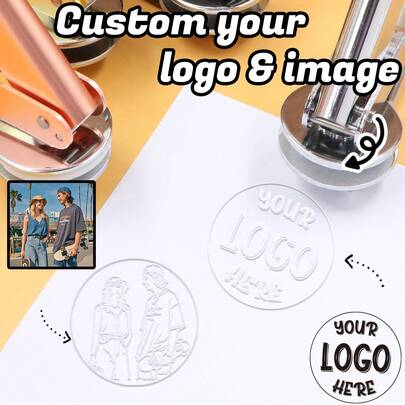 LICVIC Carimbo Personalizado com Relevo, Ferramenta de Gravação de Logo e Imagem Personalizados, Carimbo de Tinta Personalizado, Presente Ideal para Amigos e Colegas, Adequado para Artesãos e Trabalhadores de Escritório, Presente Ideal para Feriados, Carimbo Personalizado com Relevo, Presente do Dia dos Namorados