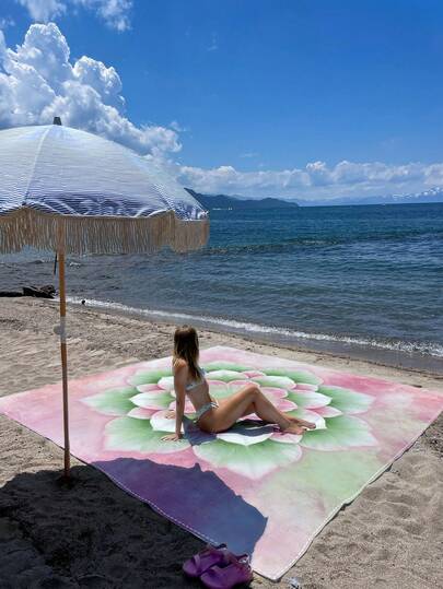 1pc New Outdoor Waterproof Anti-Sand Digital Printed Picnic Mat/Beach Towel, Fashionable And Fresh Pattern, Suitable For Outdoor Camping And Picnics (100g Fabric Weight), Camping Equipment, Camping Essentials