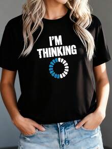 100% Cotton I'm Thinking Funny Positive Thinking O-0 - 黑色1 - 查看 1