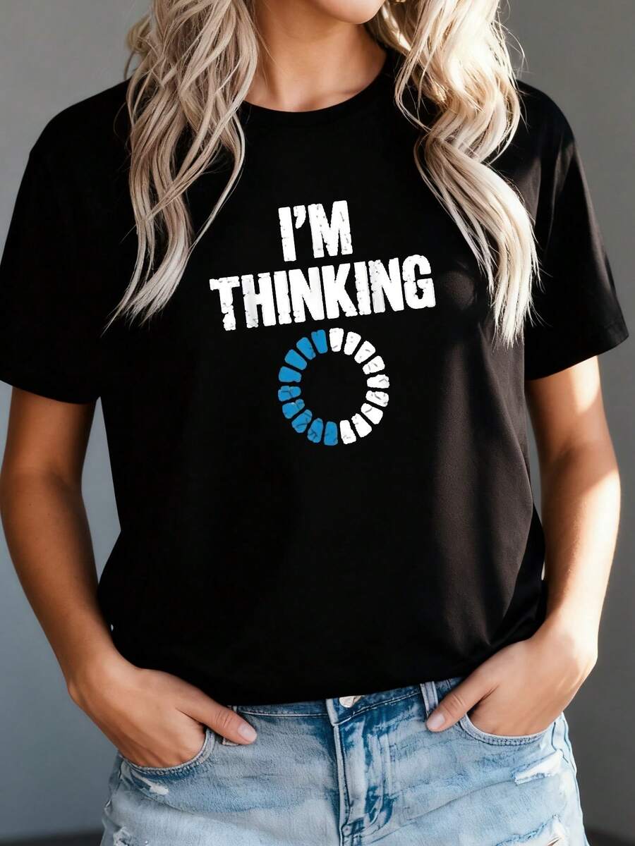 100% Cotton I'm Thinking Funny Positive Thinking O-0 - 黑色1 - 查看 1