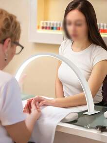 Modern Style Half-Moon LED Nail Lamp, Matte Metal Finish USB-Powered Desk Lamp For Manicure, Eyelash Extension, Tattoo, And Skincare, With Push Button Control And Plastic Bell Shade - Includes Multiple Components, Solid Color, No Battery Required - Multicolor - View 8