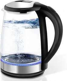 Jarra Electrica para calentar agua en segundos Hervidor de agua Eléctrico, 2 Litros, 1000W, Tetera Vidrio Transparente - Multicolor - Ver 1