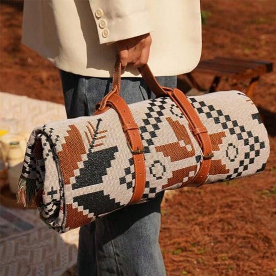 1-Pack Picnic Mat, Moisture-Proof Mat, Thickened Bohemian Style Ground Mat, Outdoor Tent Camping Blanket, Picnic Mat,Camping,Camping Equipment,Camping Essential,Beach Mat,Picnic,Rug,Picnic Blanket,Beach Blanket - Multicolor - View 1