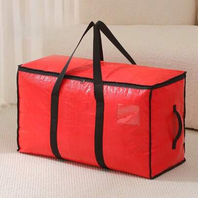 1 حقيبة تخزين سعة كبيرة للضروريات المنزلية، قوية، بتصميم ريفي عتيق. مثالية لتنظيم ديكورات الأعياد، زينة رأس السنة، والهدايا الموسمية. مصنوعة من قماش أحمر متين مع مقابض مريحة. مناسبة للتخزين الداخلي في الخزائن والمرائب والأقبية وغيرها من الأماكن. عنصر منزلي أساسي