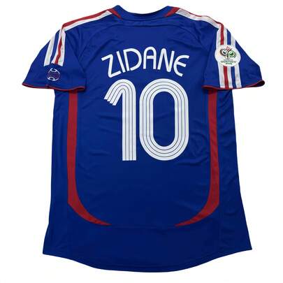 2006 France Team Germany World Cup HomeRetro Blue Fan Edition Jersey # 10 Zidane SoccerJersey