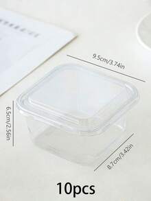 10pcs Disposable Transparent Square Packaging Boxes For Tiramisu, Layered Cake, Soy Milk Mousse, Desserts - Transparent - View 10