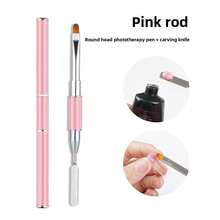 双头美甲凝胶刷，黑粉色，二合一设计，UV凝胶刷/刮刀，亚克力美甲延长胶美甲工具，美甲双头多功能胶笔，快速延长胶笔，钢推光疗笔，水晶笔，胶压花棒，1支双头美甲工具 - 彩色 - 查看 8
