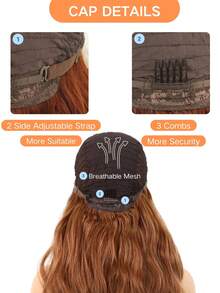 Chestnut Brown With Dark Root Body Wave Lace Front Wig 13*4 Lace Front Synthetic Wigs With Pre Plucked Natural Hairline Synthetic Lace Frontal Wigs Heat Resistant Fiber Daily Festival For Women 24 Inch - Brown - View 5