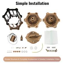 CNCEST E27 Vintage Retro Wall Lamp Exterior Wall Mount Light Fixture, Antique Brass Lanterns Glass Sconce For Indoor Outdoor Garden Porch Walkway Sconce (6.1" X 13.19") - Copper Color - 查看 11