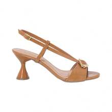 Di Valerina Sandália Feminina Salto Baixo Geométrico Enfeite Dourado Confortável Premium Casual Elegante Luxo Leve Moda Verão 2026 Lançamento - Caramelo - Visão 5