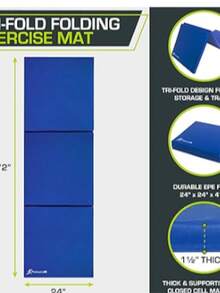 ProsourceFit - Alfombrilla de Ejercicio Plegable de Triple Pliegue, 6 x 2 pies, con Asas de Transporte para MMA, Gimnasia, Estiramiento, Entrenamiento básico - Azul - Ver 5
