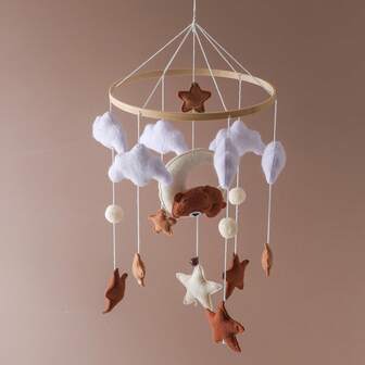 Handmade Baby Sheep & Star & Moon Bed Bell, Baby Mobile Crib, Cute Animal Shaped Toys, Educational, Improve Hand-Eye Coordination, Prevent Myopia, Nursery Room Decor, Mixed Colors, Newborn Rattle Toys, Best Gift For Parent-Child Interaction, Birthday, Christmas