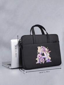 这款大容量黑色公文包饰有色彩缤纷的花卉字母印花，充满春日气息。它可个性化定制姓名，并印制A-Z字母，是一款大容量笔记本电脑包/平板电脑收纳包，适合商务旅行、办公或通勤使用。这款公文包非常适合携带笔记本电脑，是日常通勤的理想之选，也是送给家人朋友的绝佳生日或节日礼物，以及情人节礼物。 - 彩色 - 查看 11