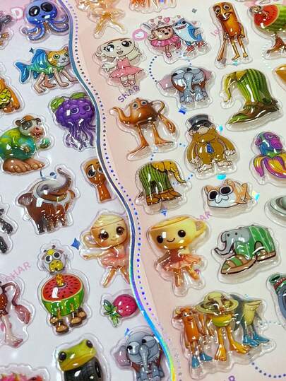 Pegatina 3D en relieve, "Disolución cerebral", estilo abstracto de dibujos animados, adecuada para decoración de cascos, elaboración de libros hechos a mano, decoración de automóviles, decoración de fiestas, scrapbooking, portátiles, equipaje, guitarras, botellas de agua, fundas de teléfonos y decoración de moda. (Fondo de embalaje de color aleatorio)