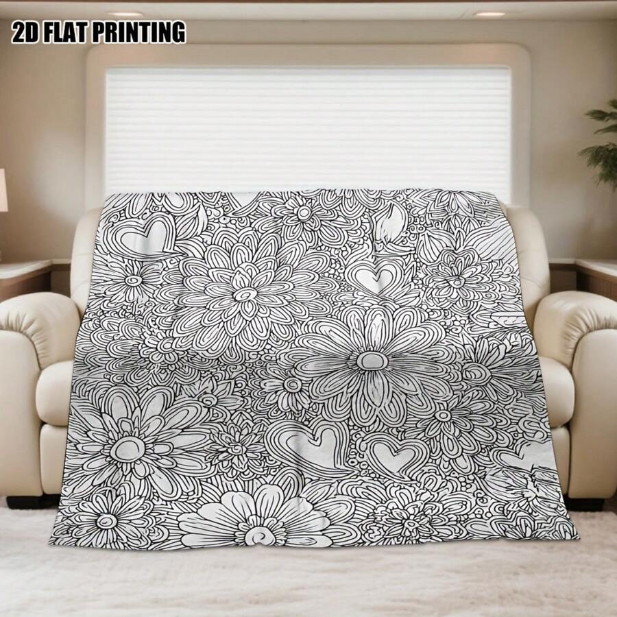 Adult Coloring Book Blanket - & Floral Mandala Heart Design With Love Lettering, Soft Flannel All-Season Cozy Throw For Relaxing Art Activity, Valentine'S Day Gift For Women & Men, Romantic Couples Gift Idea, Durable Bedspread Or Couch Cover Four Seasons Universal Multifunctional Blanket/Perfect Gift, 2D Printing Him, Her Gifts For Her, Him, Family, Boyfriend, Girlfriend, Father, Family, Mother, Lover, Daughter, Son, Grandfather, Grandmother, Friend, Classmate, Pet. Perfect Nap, Camping, Travel, Home, Daily Life, Office Decoration, Birthday, Anniversary, Valentine's Day, Thanksgiving, Christmas, Halloween, Mother's Day, Father's Day, Wedding, New Year Gifts,Back To School Season,Graduation Gift,Sofa,Bed,Car,Bedroom,Living Room,Office, Outdoor Camping, Beach,Wall Decoration,Newly Expanded Themed Collections To Meet A Variety Of Styles And Scenar. - 多色16 - 查看 1