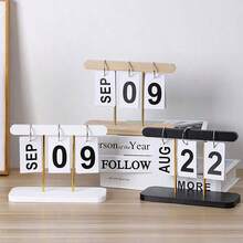 1pc Nordic Minimalist Creative Flip Calendar Desk Decorations, Decorative Desk Calendar, Plastic Material, Home Decor For Living Room, Dining Table, Coffee Table, Office Desk Decoration | Back To School Supplies | Desk Accessories, Countdown