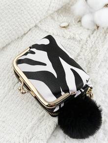 With A Pom-Pom Charm,Women Wallets Short Pu Leather Purses Zipper & Hasp Purse Multifunctional Large Capacity Money Bag For Women Coin Card Holders Lightweight,Fashion Modern,Business ZipperCredit Card Business Casual Teachers' Day,Teacher Gifts,For Anniversary,For Christmas Gift,For Birthday Gift,For Lady,For Female,White-Collar Workers