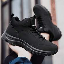 Men's Sneakers, Non-Slip Sports Shoes, Men's Casual Mesh Breathable Lining Outdoor Solid Color Sports Casual - Black - View 6