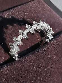 1件 2026新款时尚可调节银色花环戒指 四叶草花朵开口戒指 女士情人节礼物首饰 适合周年纪念日、派对、聚会和特殊场合 - 銀色 - 查看 9