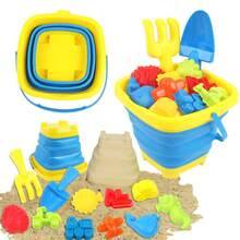 13pcs Beach Toys Set, Kids Sand Box Toys Including Cars, Planes, Whale & Shell Models, Beach Tools Set, Bucket With Net Bag, Suitable For 3-12 Years Old Children