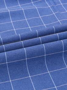Audmroton Men's Plaid Striped Button Down Shirts Spring Fall Cotton Long Sleeve Oxford Dress Shirts With Pocket - Blue - View 6