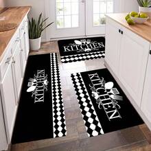A Floor Mat Suitable For The Doorway. It Is A Modern-Style Kitchen Mat That Can Also Be Used As A Placemat Or Small Kitchen Decorative Mat. Designed With A Black Background, Soft And Comfortable, Made Of Flannel - Multicolor - View 1