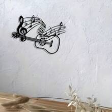 1pc Music Note & Guitar Metal Wall Art Decor, Black Iron Decorative Symbol, Suitable For Living Room, Bedroom, Home And Cafe, Farmhouse Music Theme Wall Hanging, Housewarming Gift - Black - View 10