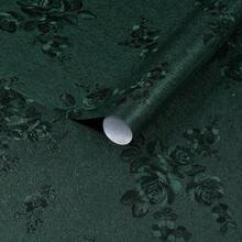 Dimoon 17.7''x236.2''Green Peel And Stick Wallpaper Gothic Floral Wall Paper Contact Paper Closeout Renter Friendly Modern Se- Adhesive(236.2''x17.7'', Blackish Green Floral Textured) - 黑綠色 - 查看 2