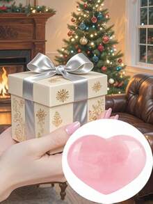 30毫米天然玫瑰石英心形疗愈石，抛光爱情宝石，掌心舒缓石，心形冥想石 - 粉色 - 查看 8