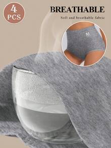 MIOTAN 4 chiếc quần lót nữ cạp cao, màu trơn, có chức năng nâng đỡ bụng và mông, đồ lót mặc hàng ngày. - Nhiều màu - Xem 6