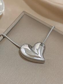 1件简约金色心形吊坠项链，经典永恒的心形项链，时尚礼物，适合生日、周年纪念日、情人节及浪漫场合，男女皆宜，情人节礼物 - 彩色 - 查看 4