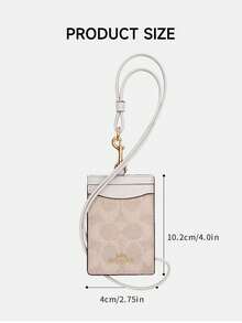 Coach 竖款皮革证件卡套，带透明证件窗口、信用卡槽和可拆卸挂绳 - 沙色 - 查看 5