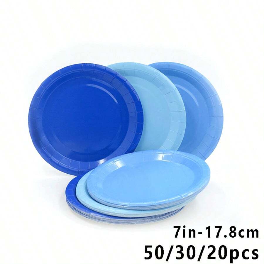 50/30/20个装 7英寸一次性纸盘，防漏加厚，3秒快速清洁，适用于派对/露营/家庭使用，生日、派对、毕业典礼、新年、情人节等场合的蛋糕盘 - 彩色 - 查看 1