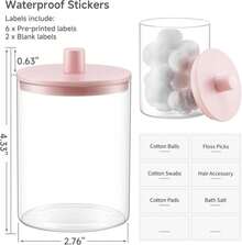 TIPGO Glass Qtip Holder Dispenser - 10 Oz Clear Canister Apothecary Jar, Bathroom Vanity Storage Organizer Set For Cotton Swabs, Pads, Floss Picks, Small Containers For Makeup Storage (2 Pack, Black) - ColorD - View 3