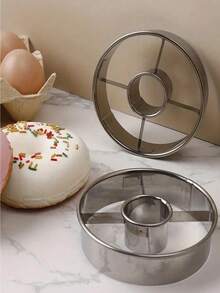 1pc Stainless Steel Donut Mold - Ideal For Homemade Donuts, Cookies And Cakes, DIY Baking Tool, Kitchen Gadget - Silver - View 5