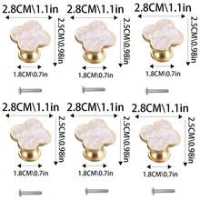 6pcs Flower Shaped Cabinet Drawer Pulls, American Style Metal Door Handles, Suitable For Various Cabinets, Wardrobes, Bookcases, Office, Kitchen And Bathroom, Copper Material, Comes With Screws - Gold - View 8